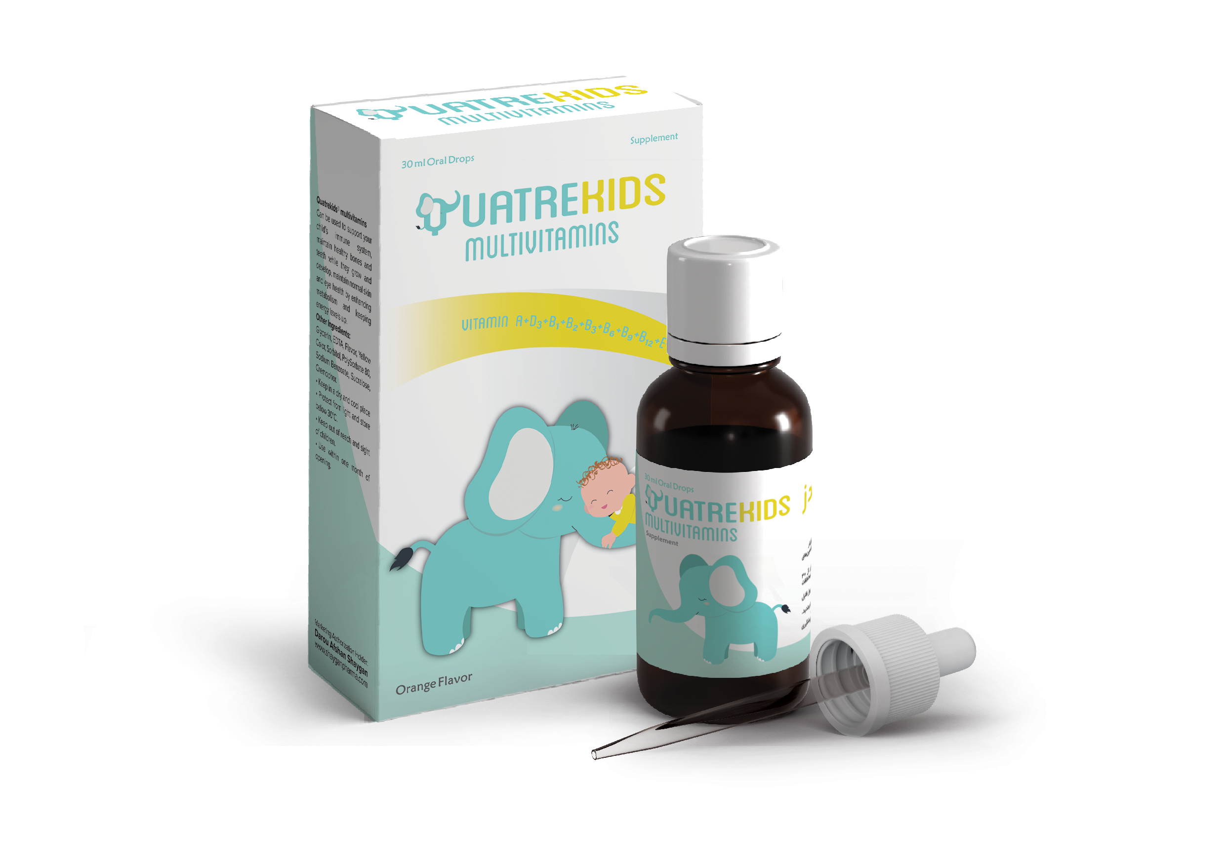 multiVitamins- 00-3-22+dropper.png قطره کواتر کیدز مولتی ویتامین دارو افشان شایگان 30 میل - Image 1